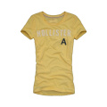 2014 Fashion flocage impression coton jaune O-cou hommes 160GSM T-shirt